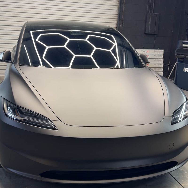 Matte Tesla Model 3 wrap in the CEA bay